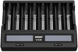 XTAR VC8 Li-ion/Ni-MH QC-USB-s akkumulátor töltő-tesztelő (VC8)