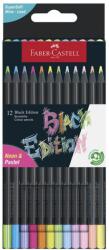 Faber-Castell Színes ceruza FABER-CASTELL Black Edition háromszögletű fekete testű neon+pasztell színek 12 darabos (FC116410) - tonerpiac