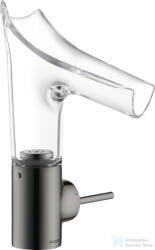 Hansgrohe AXOR STARCK V mosdó csaptelep nem zárható leeresztővel, üveg kifolyóval, polírozott fekete króm 12112330 (12112330)