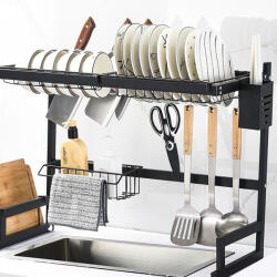  Edényszárító, mosogató feletti csepegtető 65cm fekete (dishrack-2-65)