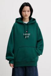 Tommy Hilfiger pamut melegítőfelső zöld, nyomott mintás, kapucnis, DN0DN00099 - zöld L