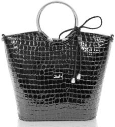 ZELLIA Női Kézitáska Zvn22030 Fekete Lakk - Krokkó - (ZLK-zvn22030-19769165)