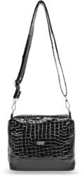 ZELLIA Női Oldaltáska Zvn24011 Fekete Lakk - Krokkó - (ZLK-zvn24011-97383536)