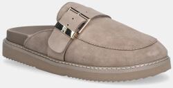 Tommy Hilfiger papucs velúrból TH BUCKLE FUR SUEDE MULE - bézs Női 37