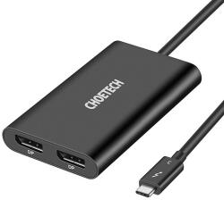 Choetech Csatlakozóadapter USB Type C Thunderbolt 3 (40Gbps) - 2x DisplayPort 4K 60Hz Fekete (HUB