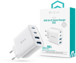 DEVIA Pro1 40W GaN QC 2xUSB + 2xType-C hálózati gyorstöltő adapter - fehér (ST137325)