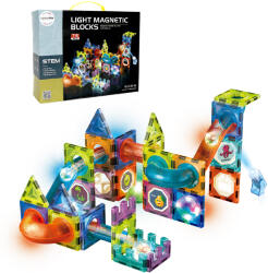 Mamido Mágneses világító építőkészlet labdapálya 75 darabos (S-2301) - mamido