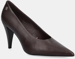 Tommy Hilfiger bőr tűsarkú TH SMOOTH LEATHER PUMP barna, FW0FW08960 - barna Női 41
