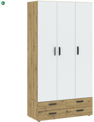 Intermeble BASIC Gardróbszekrény Tölgy/Fehér Színben 110 cm 3D4S