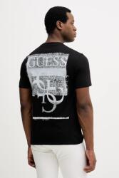 Guess pamut póló PAINTERS fekete, nyomott mintás, M5YI48 KBW41 - fekete XL