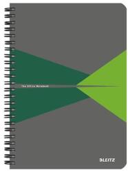 Leitz Spirálfüzet, A5, kockás, 90 lap, PP borító, LEITZ "Office", szürke-zöld (44980055) - tonerpiac