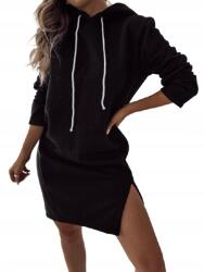  Női Kapucnis Pulóver Fekete Kenguru Sport Felső