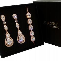 Kokonet Ékszer szett rose gold színű Hosszú dekoratív fülbevaló karkötő (Komplet biżuterii w kolorze rose gold)