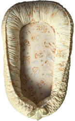  Kétoldalas pamut/minky XXL babafészek kókuszbetéttel - Bézs lufis erdei állatok