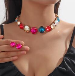 Kokonet Elegáns ékszer szett fülbevaló nyaklánc színes feldobja a stílust (3-0482)