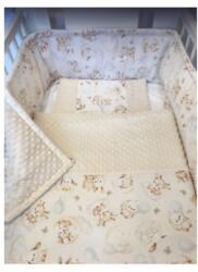  3 részes pamut/minky baba ágynemű szett - Bézs lufis erdei állatok