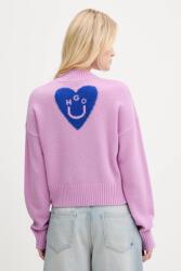 HUGO Blue gyapjú pulóver lila, 50543059 - lila S
