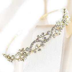 Kokonet Arany áttört fejpánt széles Látványos csillogó ágak levelek kristályok (Złota opaska ażurowa szeroka EFEKTOWNA)