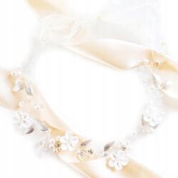 Kokonet Ezüst színű hajdísz, dekoratív hajpánt, virágos drót, női, Esküvő (4-0227)