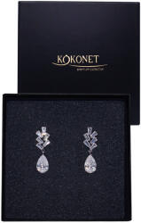 Kokonet Ezüst fülbevaló levelek csepp cirkónia kristályok ezüst lógó elegancia (Srebrne kolczyki łezki wiszące)