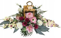 MartineX Lampion Nád Nagy Rózsaszín, Sírra, Emlékműre, Temetőbe, sírdíszítéssel (STROIK LAMPION DUŻY RÓŻOWY)