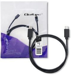 Qoltec USB 2.0 kábel C típusú férfi | USB 2.0 C típusú férfi | 0, 5m | Fekete (52342)