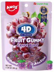 Amos Sweets 4D Juicy Burst Grape Fruit Gummy szőlő ízű hámozható gumicukor 65g - delfinbuvar