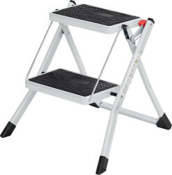 Brius Scara pliabila cu 2 trepte, sarcina 150 kg, otel, 50x60x44 cm, alb si negru (EZ-GSL02WT)