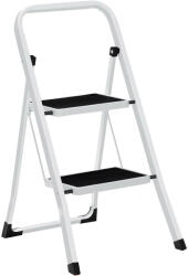 Brius Scara pliabila cu 2 trepte, cauciuc antiderapant, sarcina 150 kg, otel, 45x55x82cm, alb si negru (EZ-GSL12WT)