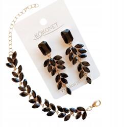 Kokonet Fülbevaló és karkötő szett fekete szemek aranyozott elegáns ajándék (1-0128 + 3-0514)