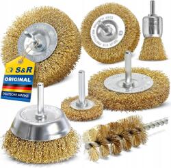 S&R Sárgaréz bevonatú drótkefe készlet, 7 darabos S&r hullámos drótkefe (135002007)