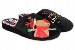 American Club SL19 Gyönyörű Topánka Rénszarvas Mintás Karácsonyi Papucs Fekete 37 (SL19/24)