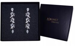 Kokonet Ezüst hosszú lógós fülbevaló levelek strasszok (8-0507)