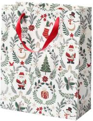 Rössler ajándéktasak (21x15, 5x8 cm) fehér, zöld karácsonyi minták Joyful karácsonyi (5) (13698577000)