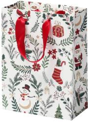 Rössler ajándéktasak (29x23, 5x10cm) fehér, zöld karácsonyi minták Joyful karácsonyi (5) (13668577000)