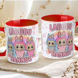 Deconline Crafts Egyedi neves "LABUBU Friends" bögre személyre szabható piros (DO69367-RED-MUG)