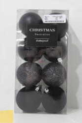 Koopman Premium collection dísz műanyag fekete 6cm 16 db-os karácsonyfa gömb szett (CAN310180)