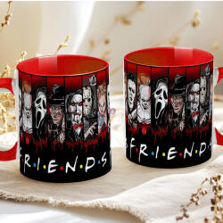 Deconline Crafts Halloween mintás bögre "Friends" Horror karakterekkel red (DO126132-RED-MUG)