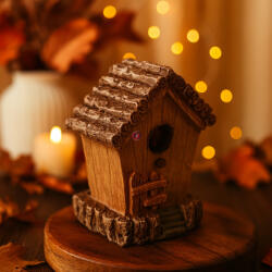 QX-IMP Polirezin Madárház - Farönk tetővel, barna, 5 cm (046600)