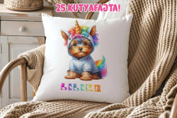 Deconline Crafts Egyedi neves Unikornis kutya párna választható kutyafajtával személyre szabható 40 cm (DO133030-PILLOW)