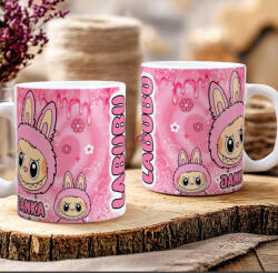Deconline Crafts Egyedi neves Rózsaszín Labubu bögre személyre szabható fehér (DO69363-CERAMIC-MUG)