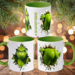 Deconline Crafts Egyedi feliratos karácsonyi bögre "Grincs Popó" zöld bögre (DO129223-GREEN-MUG)