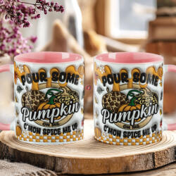 Deconline Crafts Őszi mintás bögre 3d Pufi hatású "Pour Some Pumpkin" rózsaszín (DO126119-PINK-MUG)