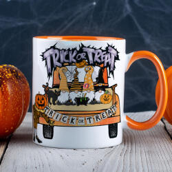 Deconline Crafts Halloween mintás bögre "Trick or treat manók" Narancssárga (DO126177-ORANGE-MUG)