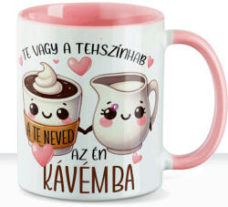 Deconline Crafts Szerelmes bögre "Te vagy a tejszínhab a kávémba" egyedi névvel, rózsaszín, kerámia (DO133011-PINK-MUG)