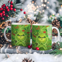 Deconline Crafts Grincses karácsonyi bögre "Green Grinch" pufi hatású (DO129208-CERAMIC-MUG)