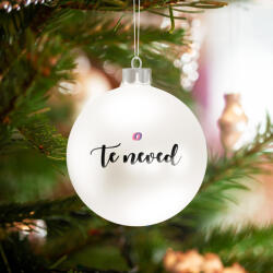 Deconline Crafts Egyedi neves karácsonyfa gömb dísz 10cm, fehér, névre szóló (DO11911)