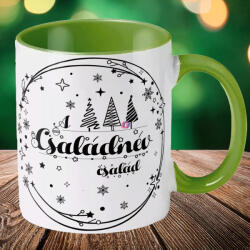 Deconline Crafts Egyedi neves karácsonyi bögre "Személyre szabható névvel" 330 ml kerámia Zöld Full HD (DO129220-GREEN-MUG)