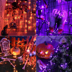 Deconline Hounted House Halloween fényfüzér elemes 15 LED narancs/lila választható (DO106024)