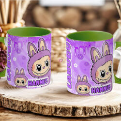 Deconline Crafts Egyedi neves "Labubu lila" bögre személyre szabható zöld (DO69363-LILA-GREEN-MUG)